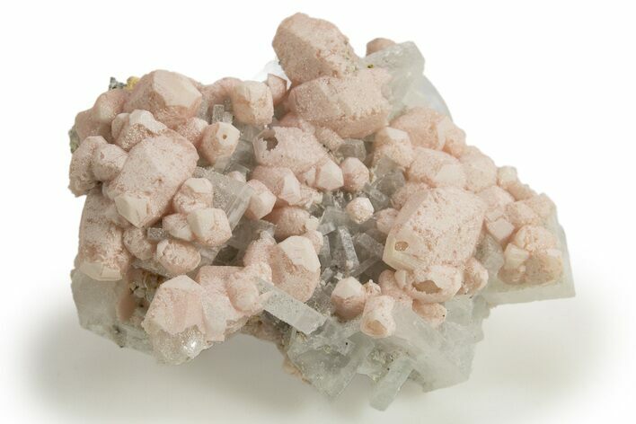 Pink Rhodochrosite After Calcite on Barite & Pyrite - Bulgaria #323948